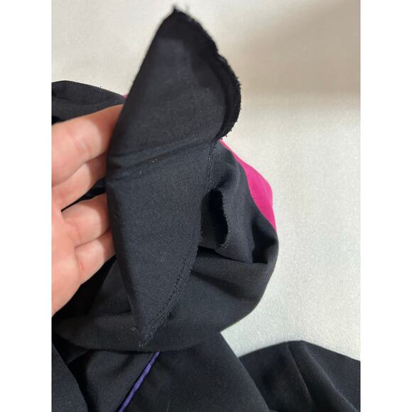 Vintage 80s 90s Button Front Dress Size M Black Stewardess Pockets Shoulder Pads - Picture 10 of 11